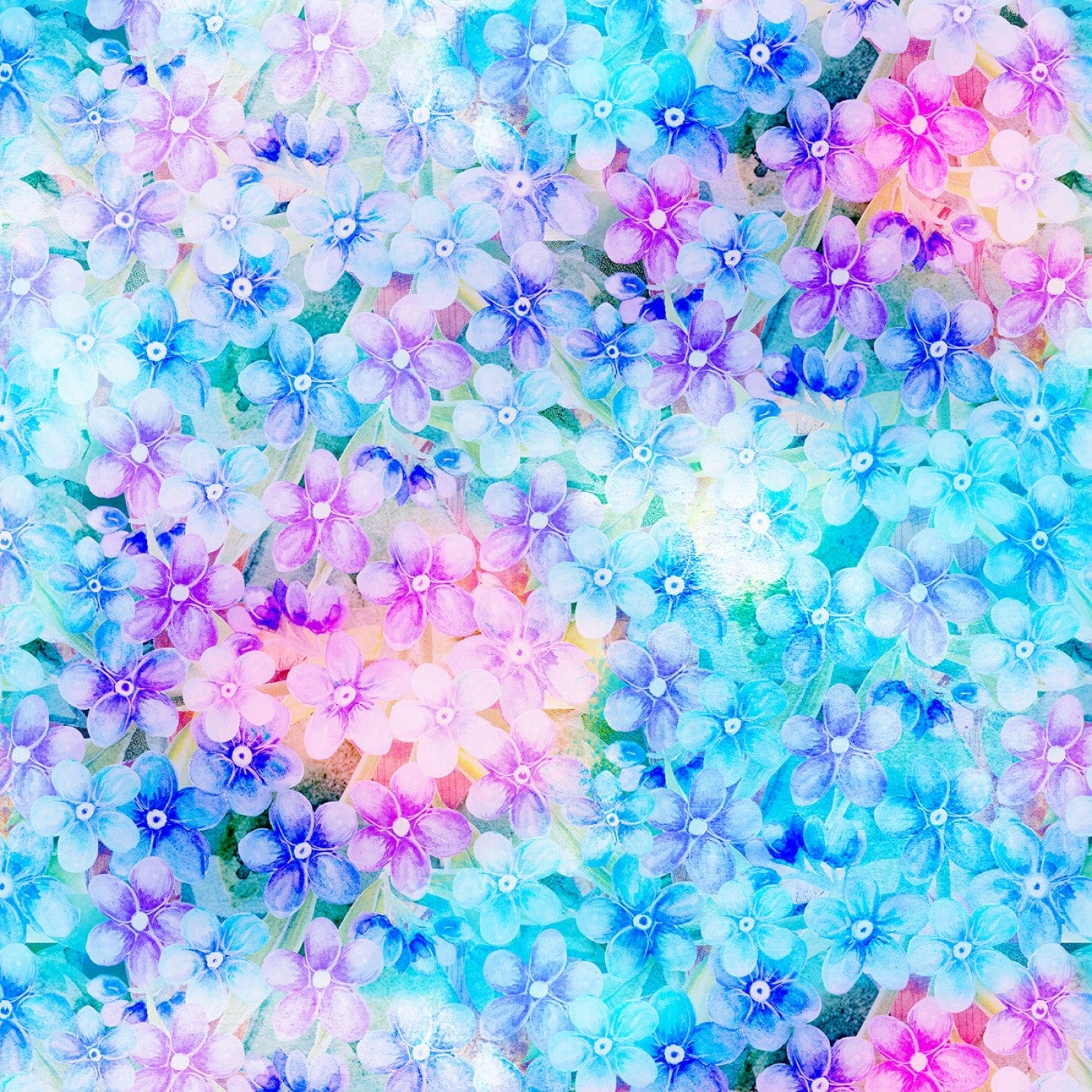 Hydrangea Garden - Sky Blue Small Floral Digitally Printed - 5887-11 - Studio E - Flower Prints