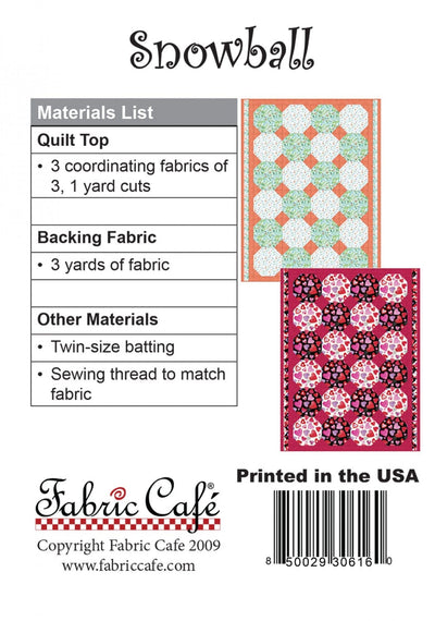 Snowball Pattern - 3-yard Quilt - Fabric Cafe