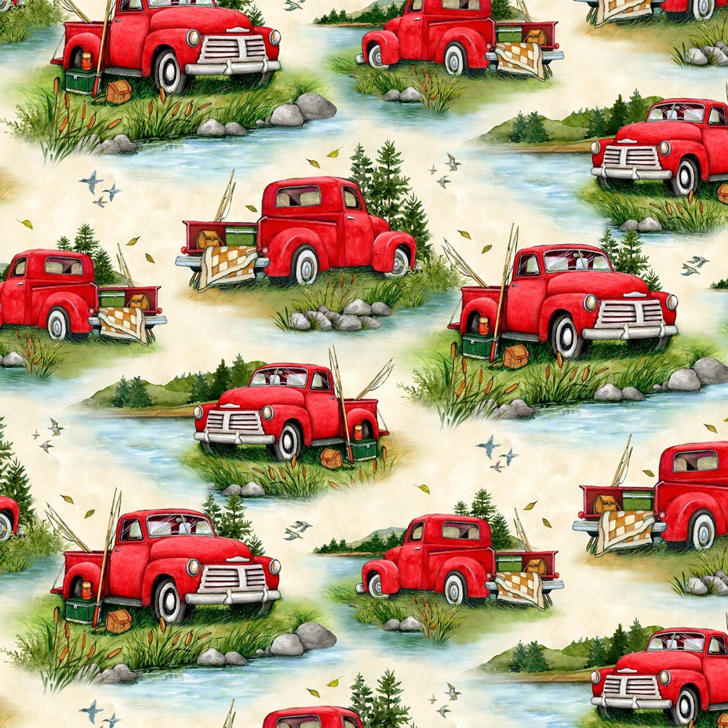 Down by the Lake - Tan Truck Scenic - 39729-273 - Wilmington Prints