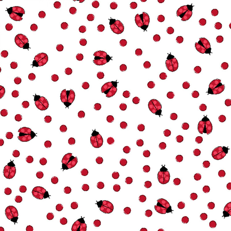 Ladybug Mania - White Dot- Y3179-1 - Clothworks - Kids Prints - Flower