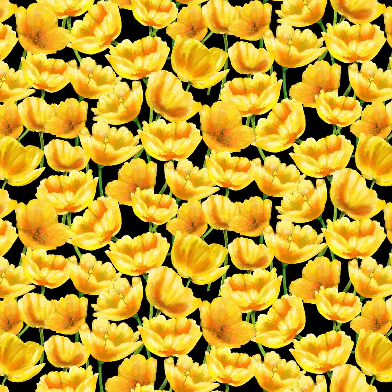💥 Hydrangea Garden - Black Tulip Digitally Printed - 5889-99- Studio E - Flower Prints - Norton House Quilting