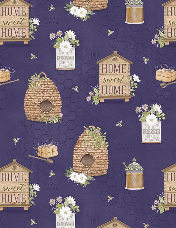 The Art of Beekeeping - Purple Honey Combs Toss  - 27608-282 - Wilmington Prints