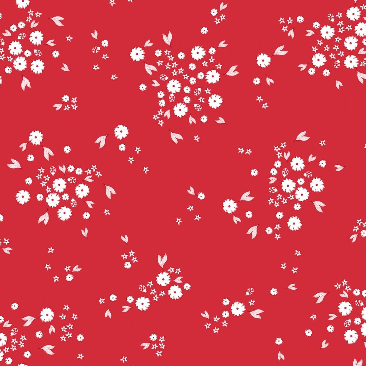🪡 Ladybug Mania - Dark Tomato Small Floral- Y3176-81 - Clothworks - Kids Prints - Flower - Norton House Quilting